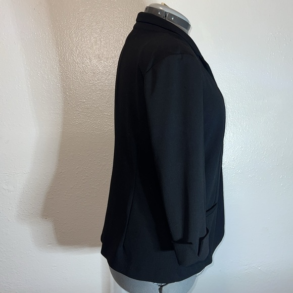 NYCC Black Blazer Single Button Jacket Women’s Size LARGE Rolled 3/4 Sleeves - Picture 6 of 12